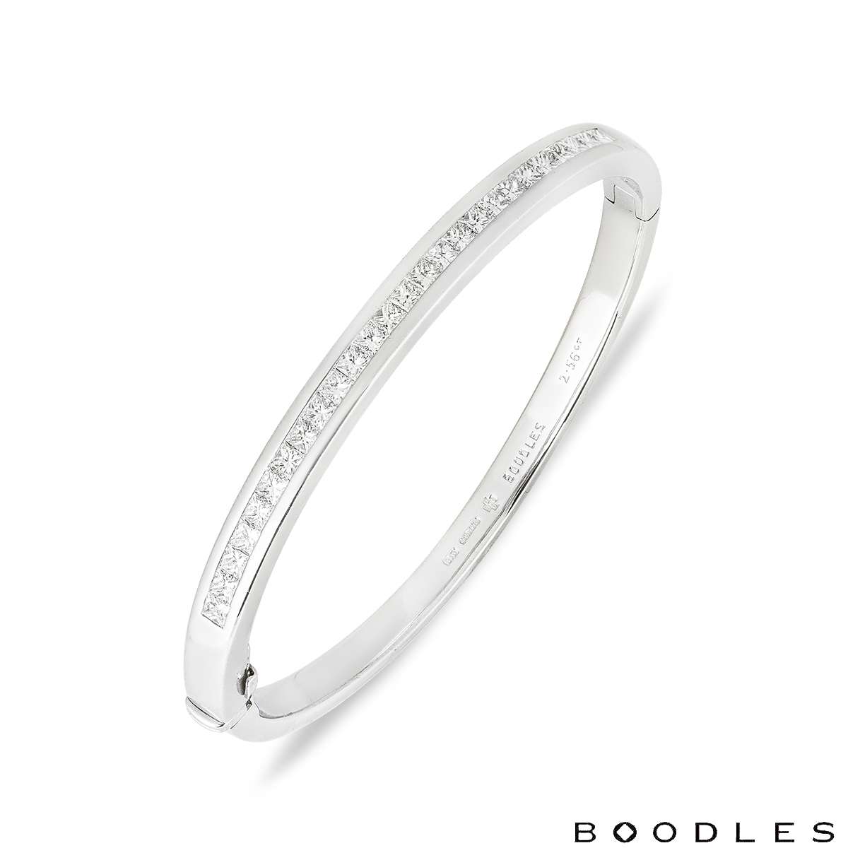 Boodles Platinum Princess Cut Diamond Set Bangle 2.56ct